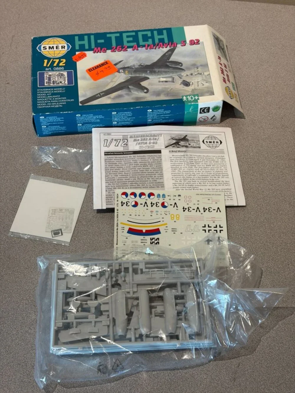 Smer 1/72 Me 262 A-1a Avia S-92 Hi-Tech Plastic Military Aircraft Model Kit 0886